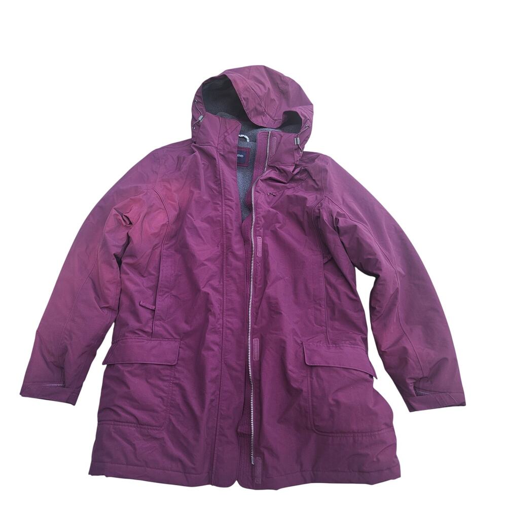 Lands' End Squall Stadium Jacket L 14-16 Burgundy Fleece Lined Parka